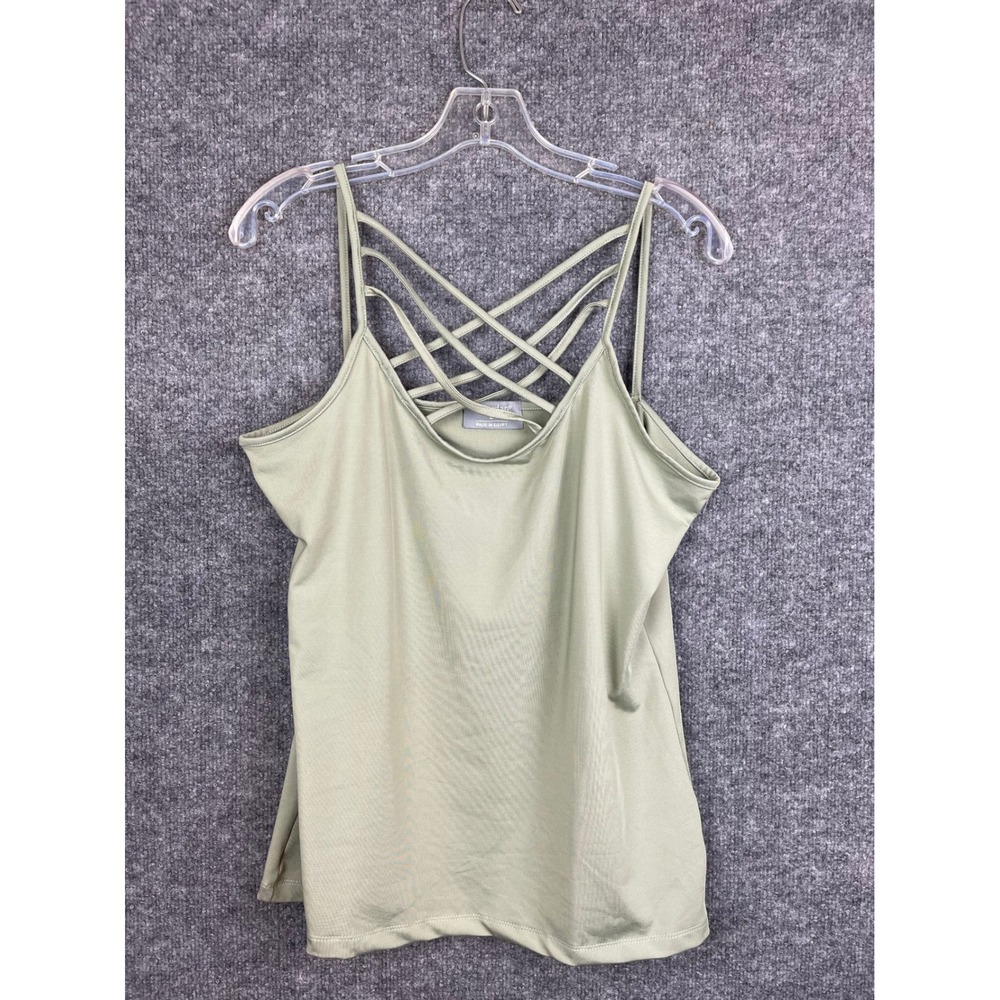 K.Jordan Caged Neck Tank Top Womens‎ Large Green Excellent Strappy Camisole